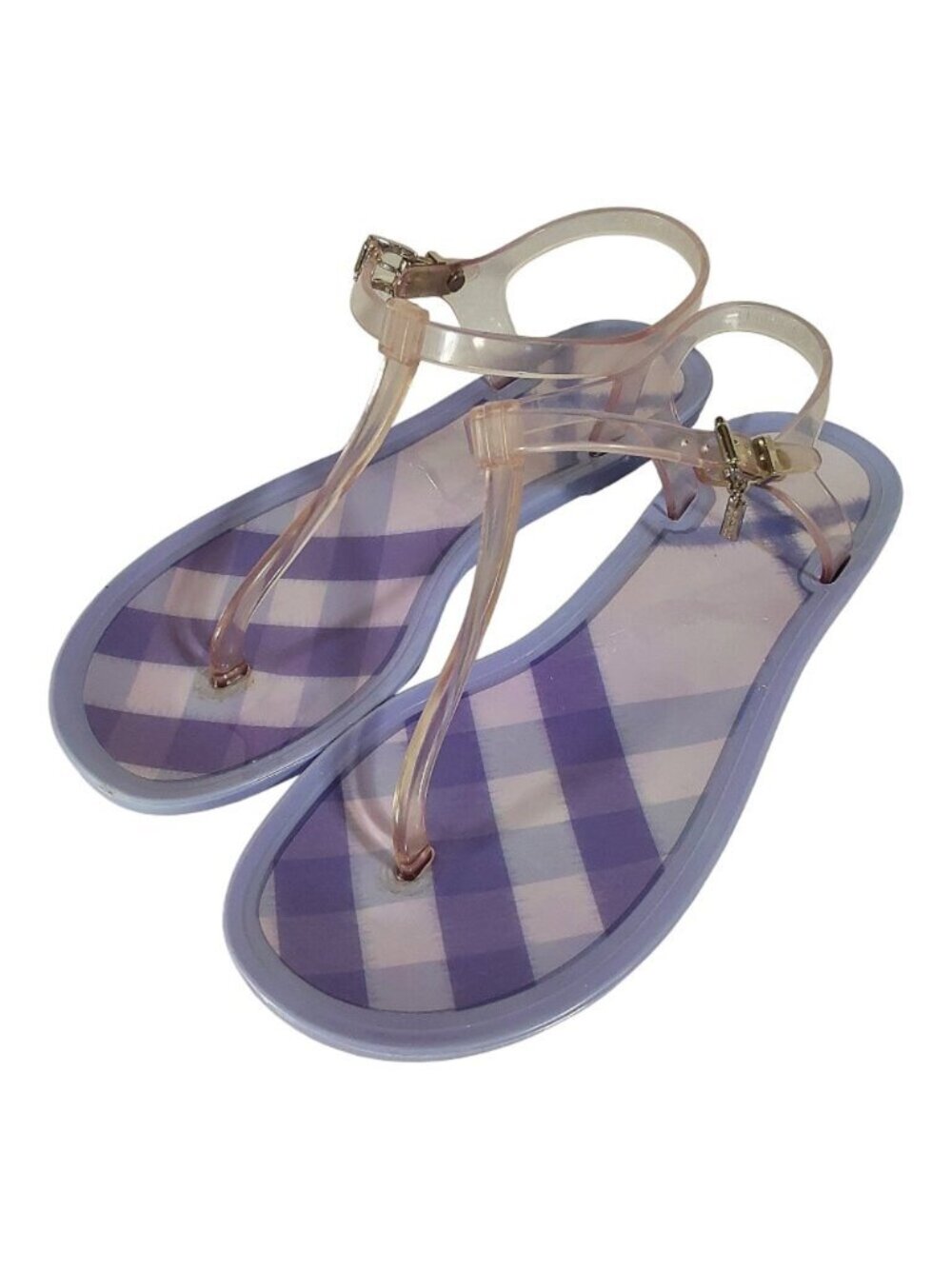 Burberry Nova Check Jelly Thong Sandals Lilac Hard-to-Find Color Y2K/Resort 7.5